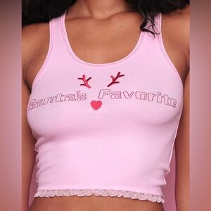 Voight Santa’s Favorite Racerback PJ Tank - Pink